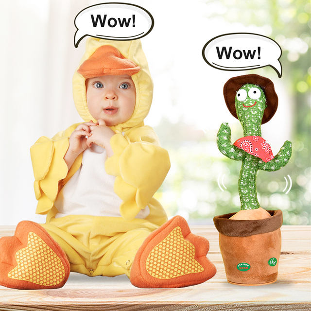 TIKTOK Flexible Twisting Dancing Cactus Doll Talking Plush Toy for Kids