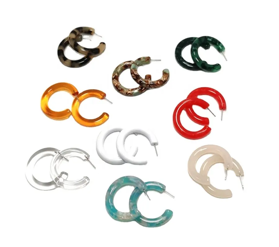 Factory directly Sales C-Shape Resin Hoop Stud Earrings Jewelry for Women Accessories Earring Ear Jewellery Accessories Sets