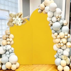 Wholesale Wedding Banquet Event Chiara <b>Stand</b> Wall Spandex Fitted <b>Arch</b> Cover Panel with Round Top Frame for <b>Balloon</b> Decor - Product Image 5