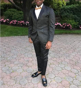 MTM <span class=keywords><strong>Homme</strong></span> Tuxedos Croc Brocart Blazer Décontracté Veste Costume Pantalon Noir Costumes de Mariage pour <span class=keywords><strong>Homme</strong></span> Fête Bal Scène Mâle Coupe Slim Déguisements - Product Image 5