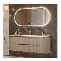 Meuble-lavabo moderne indépendant en bois massif, PVC, pierre, MDF, contreplaqué, étanche, pour hôtel et appartement