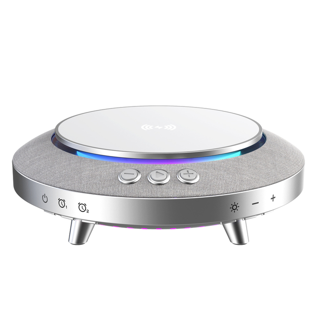 Newest Design Wireless Fast Charger BT Music Speaker with Colorful Lights and Microphone