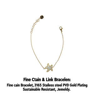 Pulsera de Cadena Fina de Acero Inoxidable 316L con Baño de Oro PVD y Colgante de Estrella de Mar, Joyería Minimalista Unisex Sostenible y Resistente - Product Image 2