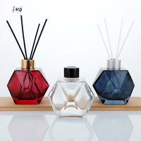 Bouteille vide de diffuseur de roseaux en verre transparent hexagonal de 100 ml et 200 ml, diffuseur d'arômes pour la maison, parfum, couleurs personnalisées, emballage en gros