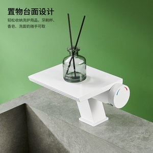 White Single Handle Basin Faucet <b>Deck</b> Mounted Modern Ceramic Valve Core For Bathroom Sink - Product Image 2