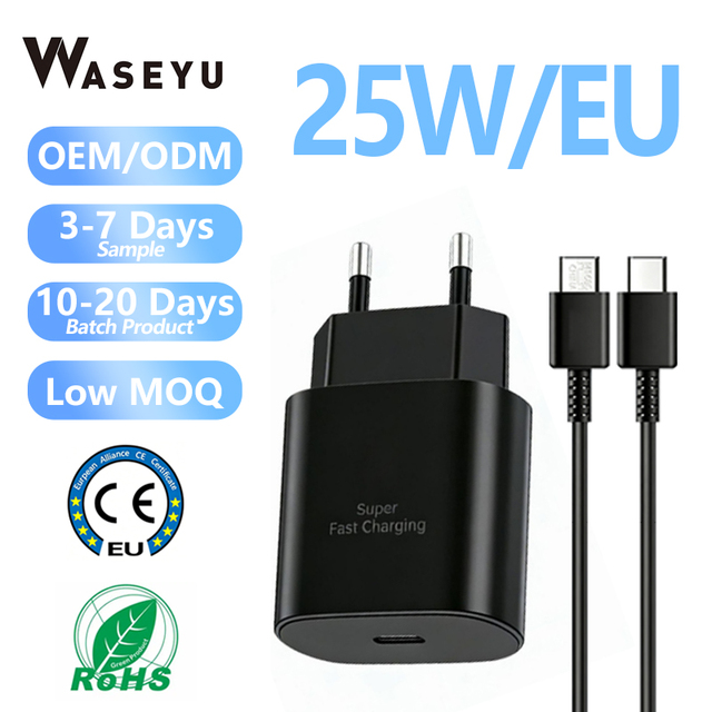 Best Quality 25W USB-C Wall Charger Super Fast Charger PD Cable Type C Travel Adapter for Samsung 25 45 Watt US EU Plug