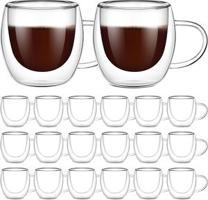 <span class=keywords><strong>Mug</strong></span> en verre isolé transparent de petite taille 2,7 oz 80 ml, double paroi, <span class=keywords><strong>mug</strong></span> à café expresso, tasse à thé avec poignée, directement de l'usine - Product Image 4