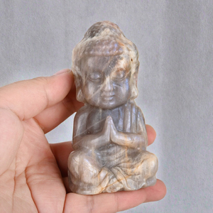 Statue <span class=keywords><strong>de</strong></span> Bouddha en cristal sculptée à <span class=keywords><strong>la</strong></span> main, <span class=keywords><strong>Pierre</strong></span> <span class=keywords><strong>de</strong></span> <span class=keywords><strong>lune</strong></span> bleue, Artisanat <span class=keywords><strong>de</strong></span> méditation pour <span class=keywords><strong>la</strong></span> décoration intérieure - Grande Vente - Product Image 3