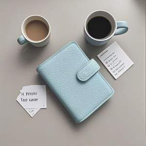 Carnet à anneaux A7 personnalisé en cuir PU avec bouton pour la planification budgétaire et design de portefeuille M5 - Product Image 4