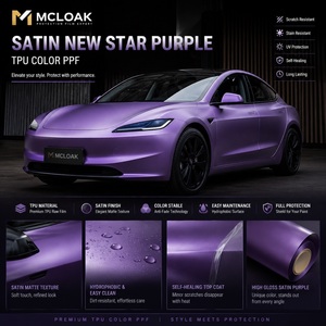 Película Protectora de Color para Vehículos, TPU Color PPF Morado Satinado Mate Nova, Autoregenerable y Antiarañazos - Product Image 1