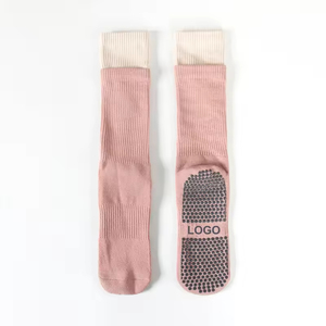 Free Design Custom High-End Crew Yoga <b>Socks</b> – Non-Slip Grips Breathable Cotton Ribbon Lace Style OEM/ODM Service - Product Image 2