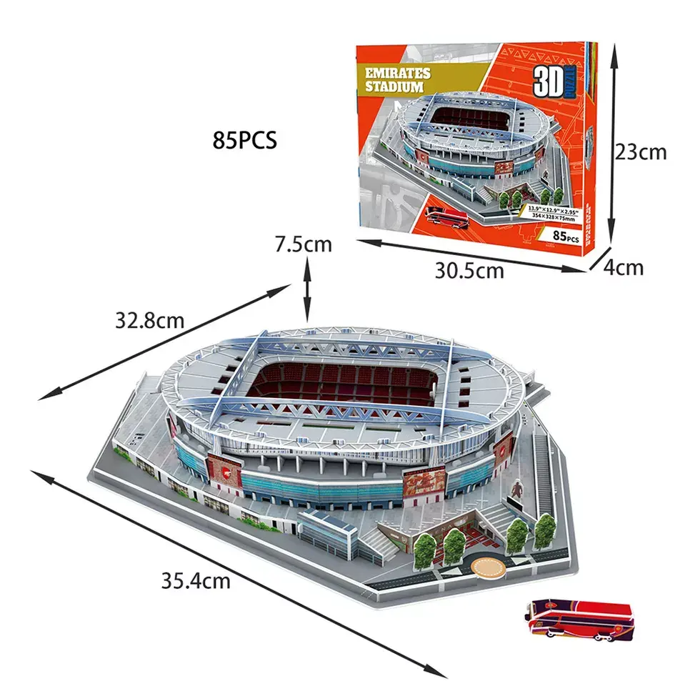 Modelo de estadio de fútbol para niños, rompecabezas En 3D de espuma/papel