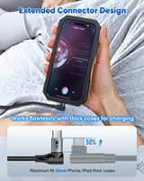 Cable USB Tipo-C de Nylon SUNGUY de 90 Grados, Cable de Carga Rápida de 18W, Cable de Datos USB C de Ángulo Recto para Teléfono Móvil, Banco de Energía y Uso en Automóvil