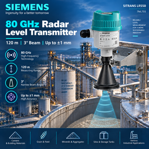 Siemens Sitrans LR550 7ML755 100% Original Radar de niveau 80 GHz 120 m Précision 1 mm 2 fils 4-20 mA pour solides - Product Image 2