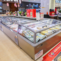 Congélateur vitrine à gelato grande taille avec îlot en verre creux, congélateur professionnel pour supermarché, îlot réfrigéré
