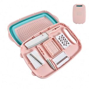 Bbq Prep Tub Plastic Foldable Collapsible Chopping Cutting Board Set with Water Drain Storage Basket Knife Set - Product Image 2