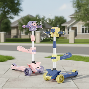 Nouveau Scooter Pliable en Plastique pour Enfants 2024, Meilleure Vente, 3-12 Ans, Deux-en-<span class=keywords><strong>un</strong></span>, Trois Roues, Machine à Bulles, CE EN71 - Product Image 1