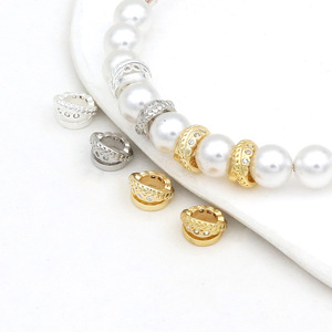 18k gold color-preserving inlaid zircon large-hole spacer <b>bead</b> ring running loop beaded rope material DIY necklace accessories - Product Image 3