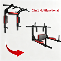 Équipement de fitness 2-en-1 multifonctionnel : Station de traction et de dips murale avec barres de traction et de dips