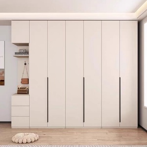 Cream White Wardrobe With Side <b>Storage</b> Cabinet Modern Custom <b>Bedroom</b> Closet Multi Functional Wardrobe - Product Image 3
