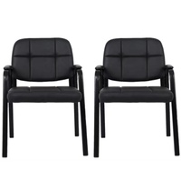 Chaise de bureau ergonomique en similicuir avec accoudoir en cuir PU Chaise d'invité de bureau au design moderne pour la maison et la salle d'attente