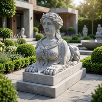 Statue en marbre blanc sculptée à la main, taille réelle, décoration extérieure pour maison, jardin, villa, parc, sculpture de Sphinx en pierre égyptienne