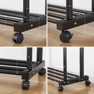 حامل معاطف حديدي حديث بصفين لغرفة النوم وغرفة المعيشة، منظم مستقل ومتين للملابس وأثاث المنزل - Product Image 3