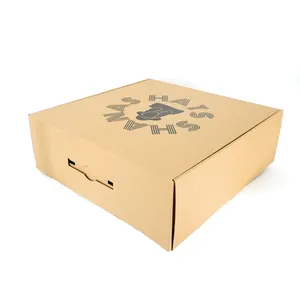 China Wholesale Free Custom Design Brown Kraft Hat Box Folding Hat Mailer Carton With Plastic Handle