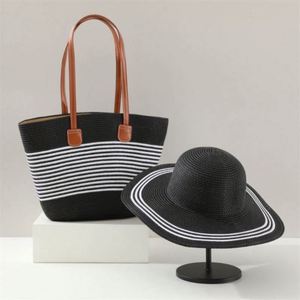 Sombrero de Paja Estilo Francés, Unisex, Verano, Gran Capacidad, Bolso de Hombro a Cuadros, Playa, Esquí, Viajes, Bolso Tote Informal - Product Image 2