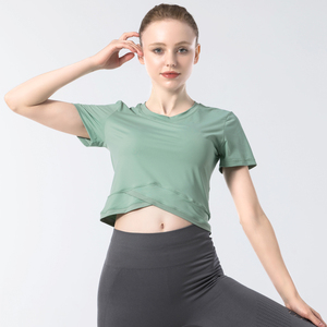 Ensembles de débardeurs de yoga à manches courtes en nylon écologique sans couture pour femmes pour la salle de sport et le fitness - Product Image 4