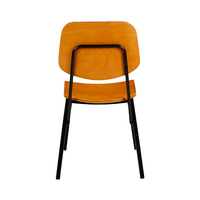 Chaise d'école industrielle en bois avec assise et dossier en contreplaqué courbé, structure en métal noir thermolaqué, chaise de salle à manger en gros pour restaurant