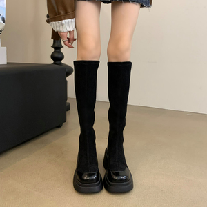 Black Women's <b>Boots</b> Hot Sale in Winter 2024 New Long <b>Boots</b> Pile <b>Boots</b> Ready Stock 35-39 - Product Image 2