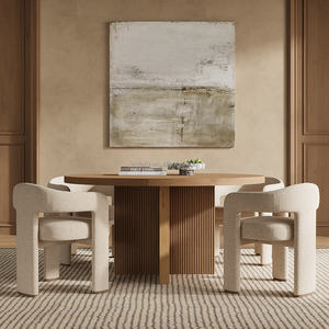 Móveis de Sala de Jantar de Estilo Simples e Luxuoso FERLY, Conjunto de Mesa de Madeira com 6 Cadeiras - Product Image 1