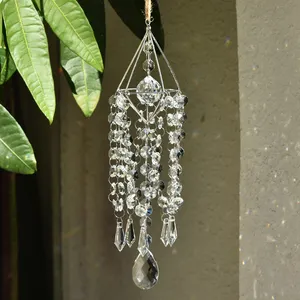 Treo pha lê suncatchers gió Chime phong cách vườn ngoài trời cầu vồng Maker handmade vàng bạc mạ mặt trời Catcher