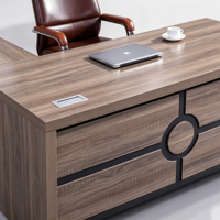 Escritorio Ejecutivo Moderno con Gabinete de Almacenamiento, Escritorio de Computadora de Madera para Gerentes