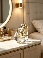 Sculpture de table en cristal K9 avec chambre intérieure dorée, ornement d'art de luxe pour table de maquillage, coiffeuse, décoration intérieure