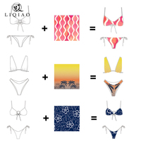 Custom Mix & Match Print Bikiniset, Digitaal Geprint Dames Strandkleding OEM