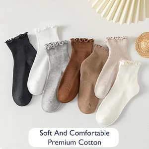 <strong>Ladies</strong> Casual <strong>Socks</strong> Ankle <strong>Socks</strong> Frill Trim Solid Color Skin-Friendly Sweat-Absorbent <strong>Socks</strong> Bulk Order Bulk Custom logo - Product Image 2