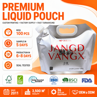 Pochette Doypack OEM imprimée de 1000 ml avec bec verseur, en plastique laminé aluminium, avec bouchon torsadé pour emballage alimentaire, vin de fruits, cocktails et mélanges.