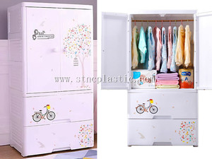 Armoire de rangement <span class=keywords><strong>en</strong></span> <span class=keywords><strong>plastique</strong></span> <span class=keywords><strong>à</strong></span> 3 niveaux pour vêtements d'enfants avec portes ouvertes, armoire mobile <span class=keywords><strong>en</strong></span> PP, 60*41*114CM - Product Image 6