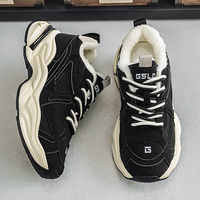 Chaussures d'hiver chaudes pour hommes, doublées de polaire, à semelle épaisse, style Dad Shoes, avec doublure en peluche, décontractées, en coton, pour l'extérieur