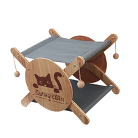 Lit pour chat en bambou rectangulaire à double étage personnalisable avec cadre en bois Design moderne tendance Amovible et lavable Emballé en boîte