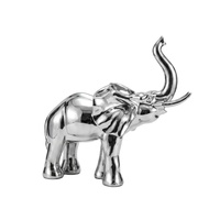 Sculpture d'éléphant en acier inoxydable 304 poli miroir, statue décorative d'art moderne pour ornement financier de bureau intérieur