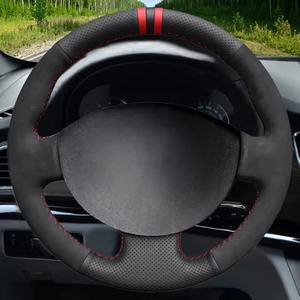 Housse de volant en cuir véritable noir souple pour Renault <span class=keywords><strong>Megane</strong></span> 2 2003-2008 Kangoo 2008-2012 Scenic 2 2003-2010 - Product Image 2