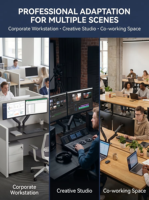 Support double moniteur de bureau réglable à 360° pour écrans de 17 à 32 pouces, capacité de 9 kg, bras double à ressort mécanique robuste
