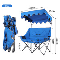 Chaise longue double inclinable moderne en tissu Oxford imperméable avec pare-soleil et auvent – Portable pour camping, patio et plage