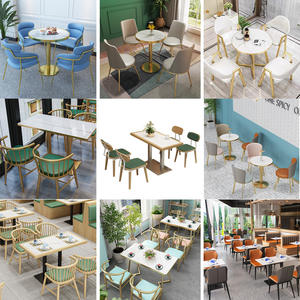 Sillas de comedor de madera maciza de lujo ligeras, estilo artístico de hierro occidental para postre, tienda de té de la leche, mesa de comedor para personal, mesas de sofá - Product Image 4