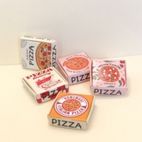 100 Buah Kotak Kertas Pizza Simulasi Mini Model Miniatur Rumah Boneka Perlengkapan Dapur Bermain Makanan
