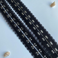 Vente en gros 2.5cm * 2.5cm 3cm ** 3cm noir blanc dentelle tissu coton or argent crochet et ruban adhésif sangle