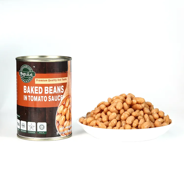 Lowest price 400g high quality flavor delicious health-food canned baked beans in tomato sauce